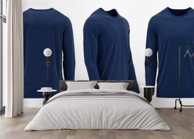 [ Navy Color ] T-shirt Long Sleeve Round neck. 3D photorealistic render Wall mural